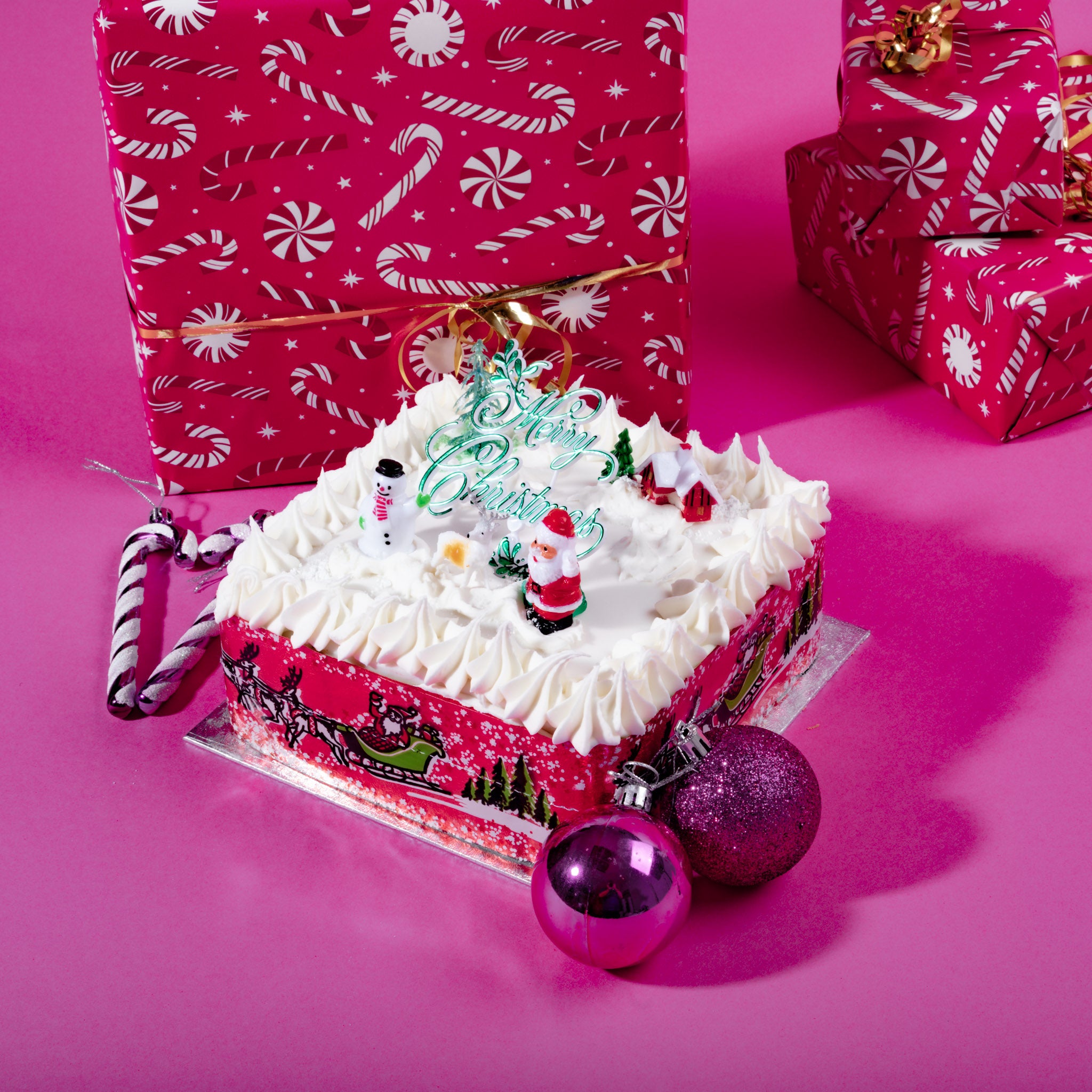 Christmas Cake (Iced & Marzipan Top Only)