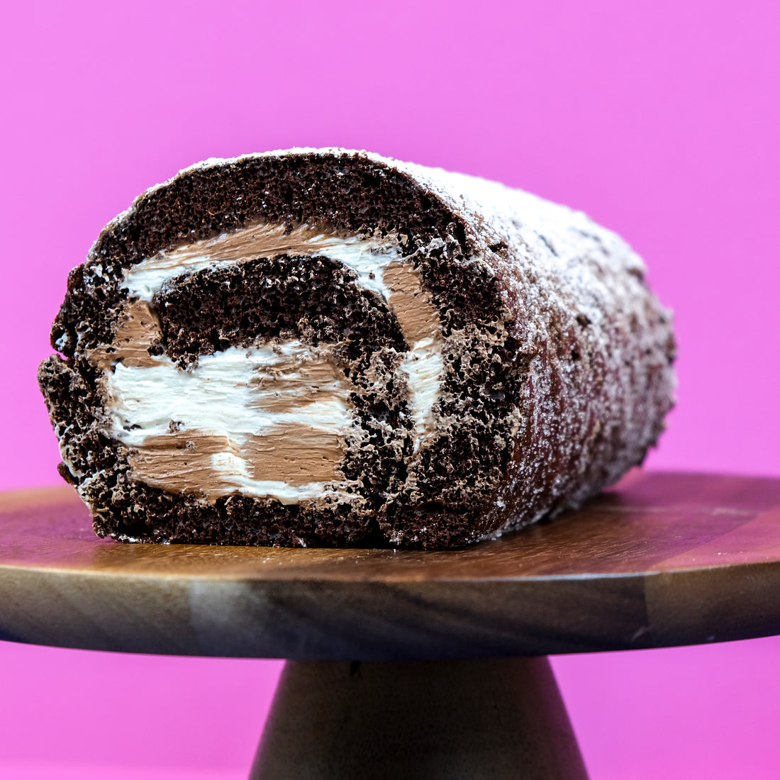 Chocolate Swiss Roll with Fresh Cream