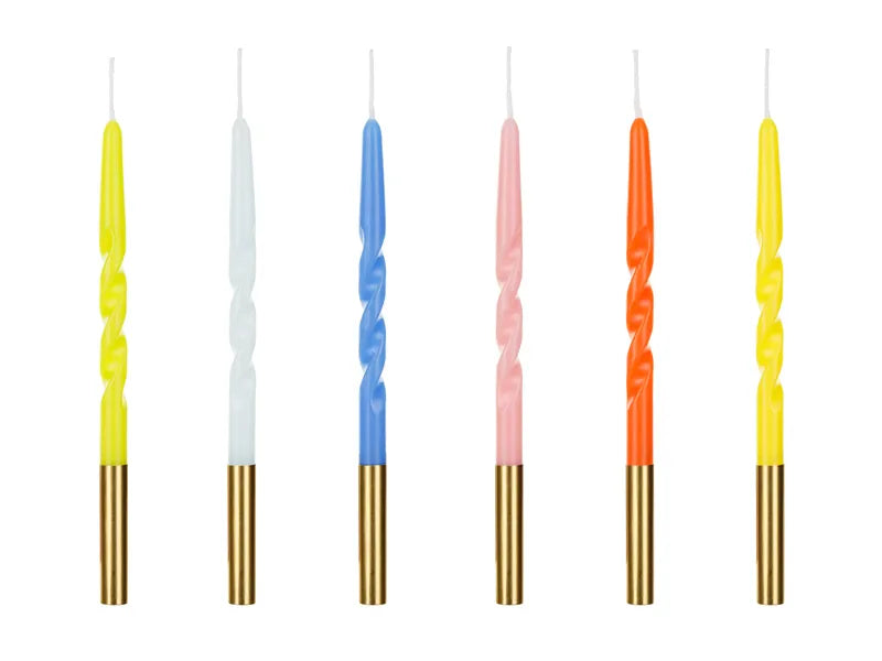 Long Birthday Candles Gold Base