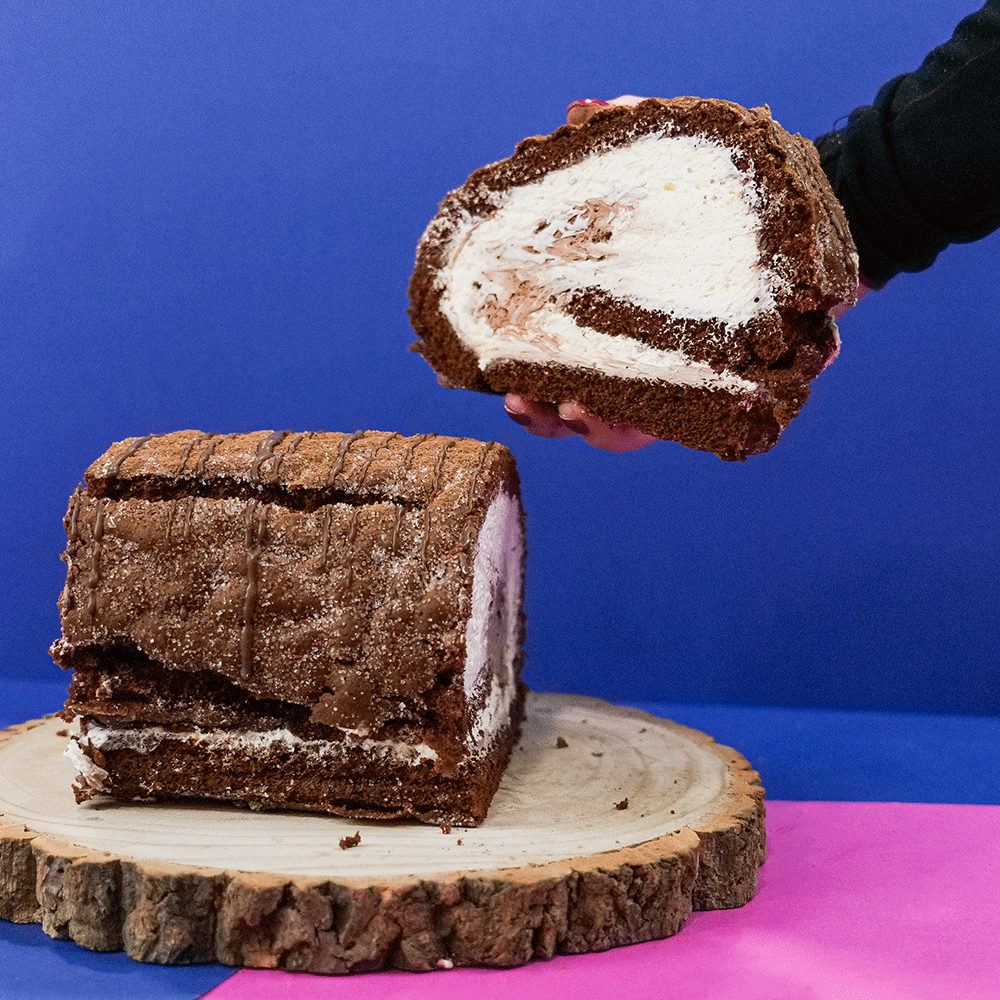 Chocolate Swiss Roll with Fresh Cream