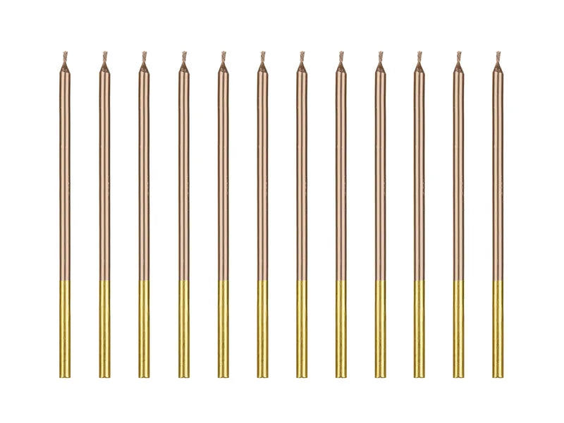 Long Birthday Candles Gold Base