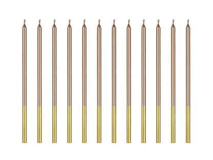 Long Birthday Candles Gold Base
