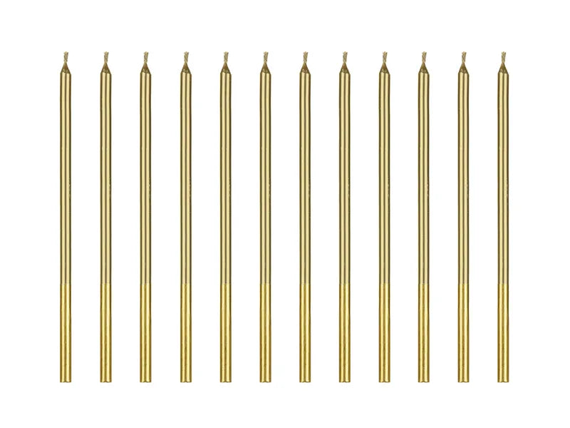Long Birthday Candles Gold Base