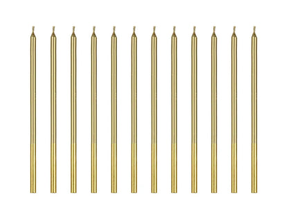Long Birthday Candles Gold Base