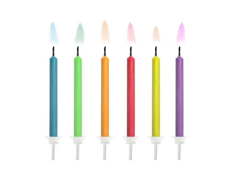 Coloured Flame Birthday Candles - 6 Pack