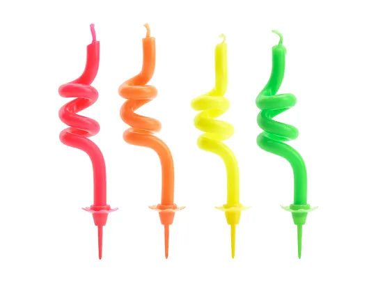 Curled Birthday Candles 8cm - 4 Pack